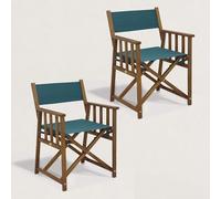 JJ. Fauteuil réalisateur en Bois Joy - Lot de 2 Fauteuils livrés montés par Lot de 2 Légers et Pratiques Tissu Spun Polyester 320g Doux et déperlant Bleu océan