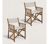 JJ. Fauteuil réalisateur en Bois Joy - Lot de 2 Fauteuils livrés montés par Lot de 2 Légers et Pratiques Tissu Spun Polyester 320g Doux et déperlant Beige Ivoire