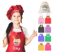 JJ GRADGOWN Ensemble Tablier et Toque de Chef Personnalisés avec Nom, Toque de Chef Réglable pour Cuisine, Pâtisserie, Peinture, Cadeau