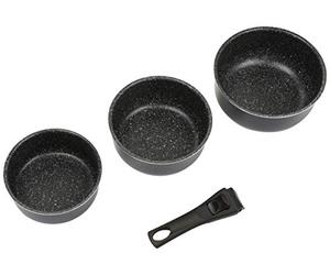 JJA 135112 CASSEROLES 16/18/20CM PIERRE + POIGNEES AMOVIBLES, Autre Black