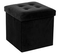 Atmosphera Pouf en velours coffre - Noir