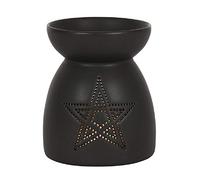 JJA Brûleur de cire, pentagramme noir découpé pour huiles essentielles et cire fondue, photophore pour aromathérapie, sorcellerie