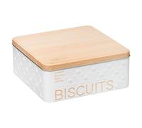 JJA – Boîte à biscuits en métal Scandi Nature – scandinave, blanc, 19,5×19,5×8 cm