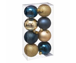 JJA Kit déco sapin Noël - 8 Pièces - Bleu et Or