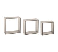 5five - Lot de 3 Étagères Murales Cube Fixy Effet Chêne Gris, 3 Tailles, Fixation Invisible - pour Salon, Chambre, Bureau, Décoration