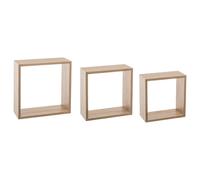 JJA Lot de 3 étagères murales cubiques en bois d'ingénierie chêne naturel