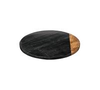 JJA Plat TOURNANT GEOMETRIQUE MARBRE Noir MANGUIER 30CM