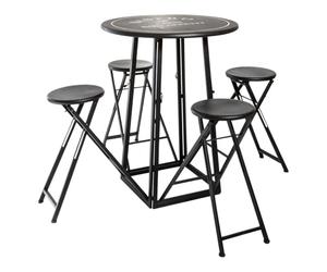 JJA Table /4 CHAISES EXT D77.5, Fer, Noir, cm