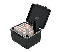 JJC Organiseur de Piles AA à 28 emplacements avec testeur de Batterie, résistant à l'eau, Organiseur de Piles avec vérificateur de Batterie Amovible, Peut contenir 28 Piles AA