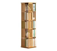 JJENXYYDS Bibliothèques Rotatives,Bibliothèque Tournante,Bibliothèque rotative en Bambou à 360° avec bibliothèque Haute densité à 5/6 Niveaux pour Petit Espace,WoodColor-5Tier