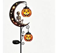JJIAGOLD Lampe Solaire Piquet Jardin Croissant Lune Fantôme Chat Citrouille LED，Crâne