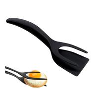 JJiaoLinin Oeuf Pancake Spatule 2 en 1 - Pince à Spatule Retournée pour Oeufs au Plat et Pain Grillé - Noir