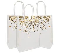 JJQHYC 18 Pièces Sacs Cadeaux avec Poignée Sac en Papier Kraft Petit Pochette Sac Anniversaire Sacs de Fête pour Noël Mariage Anniversaire (Blanc)