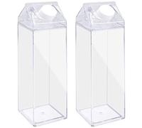 JJQHYC 2 pcs Bouteille de Carton de Lait Transparentes 500 ml Bouteille d'eau avec Autocollants Décoratifs pour Bricolage