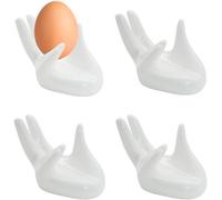 JJQHYC 4 Pièces Coquetiers en Céramique Coquetier en Forme de Main, Décoration de Pâques, Porte-Oeufs à la Coque, Blanc