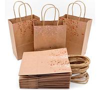 JJQHYC Sacs Cadeaux Poignée Sac Papier Kraft Petit Sac d'anniversaire avec Décoration élégante en Feuille d'or (18PCS)