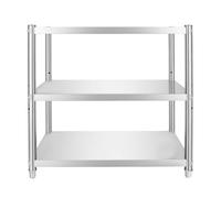 JJsdwin Étagère à 3 niveaux en acier inoxydable - 80 x 80 x 40 cm - Étagère pour charges lourdes jusqu'à 60 kg - Étagère de cuisine en métal