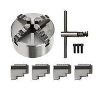 JJsdwin Mandrin de tour 125 mm, mandrin à quatre mors auto-centrant avec fonction de centrage automatique, 4 mandrins de mors pour machines-outils
