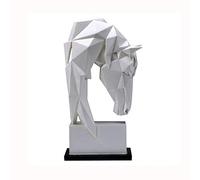 JJSPP Simplicity Statues géométriques tête de cheval blanc animaux art sculpture résine artisanat décoration maison artisanat chambre créative (couleur : 15,5 x 27,5 cm)