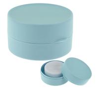 JJUNW Boîte à savon de voyage ronde en plastique portable avec couvercle - Porte-savon de douche solide - 7,7 cm - Porte-savon rond pour savon festif (bleu)