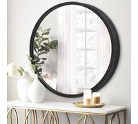 JJUUYOU Miroir Mural Rond Rond Noir de 50 cm pour décoration d'intérieur, Salle de Bain, Cadre en métal pour Salon, Chambre, Toilettes, dortoir