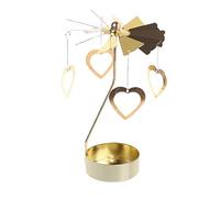JK Home Bougeoir Rotatif Chandelier en Métal Cœur Doré | Bougeoirs Détenteurs Porte-Bougie Decoration Pour Maison Mariage