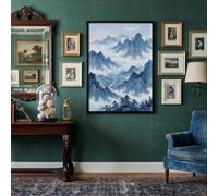 JKEVCBIAX Impressions d'art mural représentant une chaîne de montagnes enveloppée de brume et de nuages (40x60cm/Sans cadre)