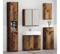 Jkghdrt Ensemble de meubles de salle de bain 5 pièces en bois vieilli 64,5 | Matériau en bois, surface facile d'entretien, design moderne, aménagement flexible, beaucoup d'espace de rangement