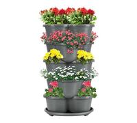 Jkioump Pot à Fraisiers | Tour à Fraisiers Empilable 5 Niveaux avec roulettes - Tours de Jardin Potager | Idéal pour Grimpantes Légumes Fruits Balcon Terrasse Cour Jardin