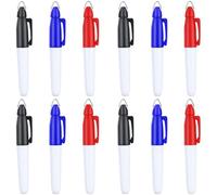 JKJF Lot de 12 mini marqueurs permanents avec clips de capuchon pour balle de golf pour école, bureau, papeterie, activités en plein air, noir, bleu, rouge