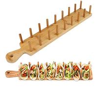 JKSM Support à tacos en bois, support de plateau de support de support de taco en bambou pouvant contenir jusqu'à 8 tacos chacun, pour servir des plateaux de tacos de style alimentaire à coque souple