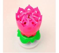 JL Bougie d'Anniversaire Fleur Lotus Rotation Musique Décoration Gâteau Fête Couleur Rose - JLVSO827AA1052