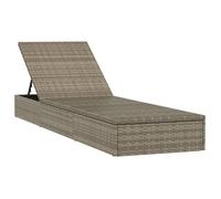 JLL*TOP - Chaise longue - Bain de soleil - 1 pc avec coussin - gris 201x55x62cm résine tressée LLL366