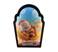 Jlobnyiun Miroir Holographique Père Noël Design Miroir Décoratif avec Lumière LED Projection Moderne Décoration pour Bureau Chambre Porte Ecole Noël Salle de Bain Fenêtre Fêtes