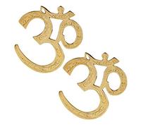 JMD Handcrafted Zap Impex Om Om Pendentif Om Om en laiton avec vernis doré en laiton moulé à la main décoratif Symbole OM - 1 paire (2 pièces) (21 cm)