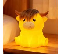 JMG-Myratts Veilleuse Highland - En silicone souple - Avec minuterie - Chargement USB - Lampe de bureau portable - Décoration d'intérieur (vache des Highlands