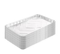 JMIATRY Lot de 25 grands plateaux jetables en aluminium - 41 x 26 x 2,5 cm - Argentés - Rectangulaires - 1500 ml - Pour pâtisserie, rôtir, barbecue et cuisine