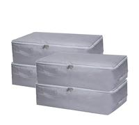 JMIATRY Lot de 4 boîtes de rangement sous le lit avec couvercle, 50 L, sacs de rangement pliables sous le lit avec poignées et fermetures éclair, grand sac de déménagement pour couettes, vêtements,