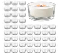 JMIATRY Lot de 48 Photophore Verre 47x43x26mm, Photophore Bougie, Porte Bougie pour Mariage, Anniversaire, Vacances, Bougies Et Phot
