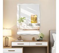 JMITHA Miroir Mural Moderne Miroirs Autocollants Acrylique Bord Ondulé 40×30cm Miroir Adhesif Mural Autocollant pour Salle de Bain, Chambre, Entree Maison