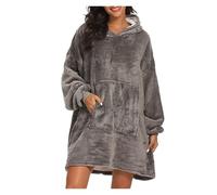 JMORCO Plaid avec Manche Sweat à Capuche épais, Couverture TV, vêtements d'extérieur résistants au Froid, Robe de Nuit Chaude, Polaire, vêtements de Nuit Chauds, Pyjama de Maison(Grey)