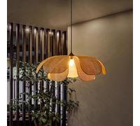 JMrider Vintage E27 Tissage Main Boho Rotin Wabi Sabi Suspension Hauteur Réglable Lampe Suspendue Lustre Pour Îlot Cuisine Salle À Manger Salon Chambre Bar Décoration Naturelle