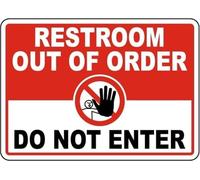JMVLVLOA Facility Sign Restroom Out of Order on Aluminum for Office Complex or Restaurant 8 X 12 in