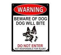 JMVLVLOA Fence Gate Sign Beware of Dog Aluminum Metal Warning for Outdoor Home and Garden (8 X 12 in)