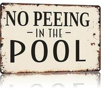 JMVLVLOA Funny Bathroom Sign No Peeing In The Pool Vintage Aluminum Metal Tin for House or Man Cave Wall (8 X 12 in)