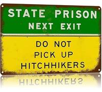 JMVLVLOA Humorous State Prison Sign Next Exit Vintage Aluminum Metal for Wall Decor 8 X 12 in