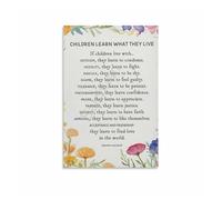 JMVLVLOA Learn What They Live Poem Metal Wall-Art Parenting Wisdom Quote Nursery or Playroom Decor 8 X 12 in