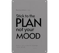 JMVLVLOA Stick To The Plan Not Your Mood Quote Metal Sign Vintage Wall-Art for Study Home Office Gym 8 X 12 in