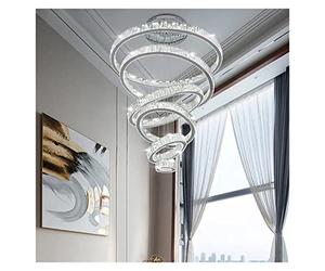 JMWYH Lustre, Lustre en Cristal Anneau Moderne de Luxe Éclairage Escalier LED Grand Suspension en Cristal Décoration de la Maison Luminaires (Couleur d'émission : Froid 6500K, Abat-Jour