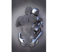 JNAOZI Sculpture 3D en métal pour amoureux - Affiche - Statue en toile - Peinture d'amour et d'étreinte - Image abstraite sur toile - Sans cadre (Affiche-01, 40x60 cm * 1 pièce)